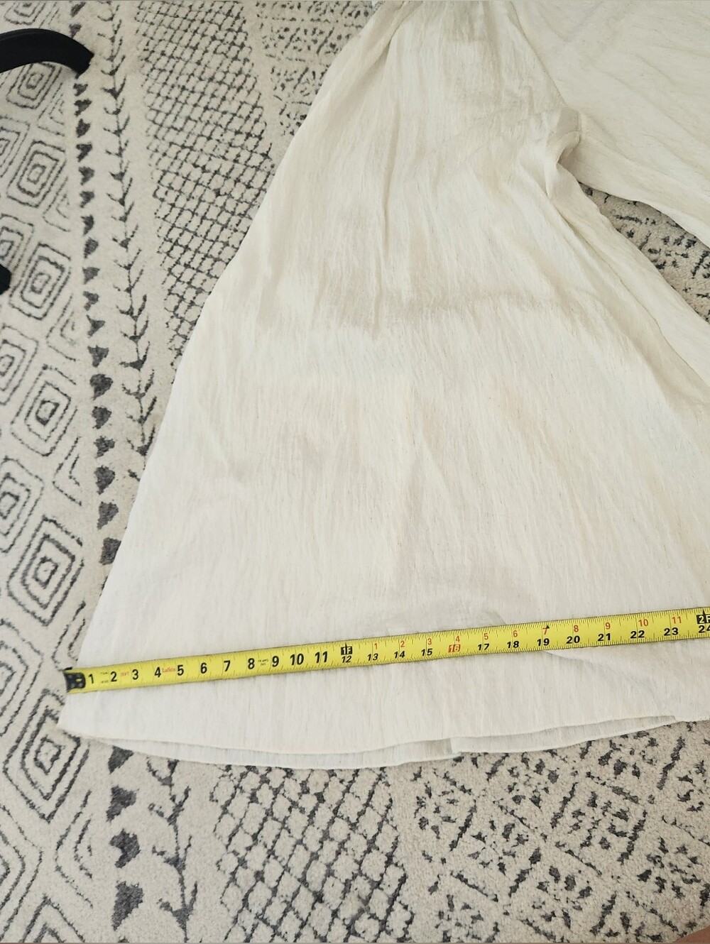 Ivory Boho Wide Leg Palazzo Pants Metallic Embroidered Smocked Waist - Picture 8 of 12